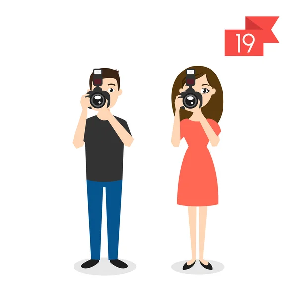 Beroep tekens: man en vrouw. Fotograaf. — Stockvector