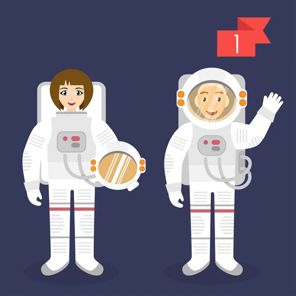 Yrke tecken: man och kvinna. Astronaut. — Stock vektor