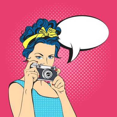 Pop art güzel genç kadın Vektör illüstrasyon
