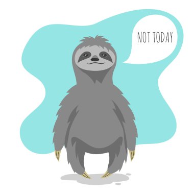 Vector illustration of lazy sloth with the speech bubble clipart