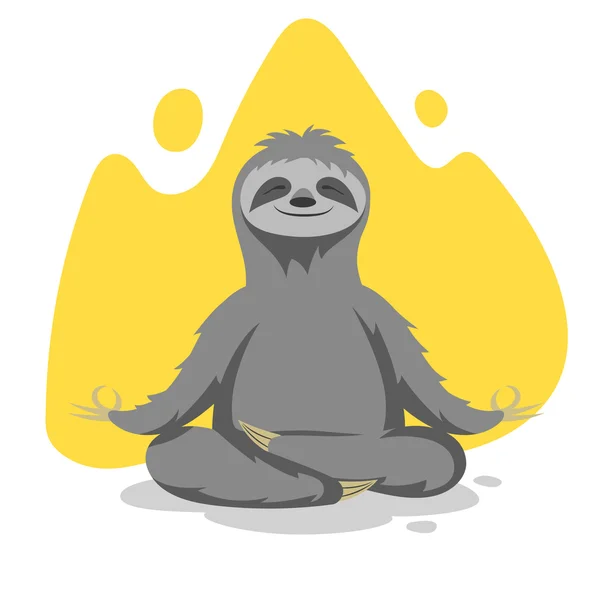 Vector illustration of happy cute sloth practicing yoga exercise — Stock Vector