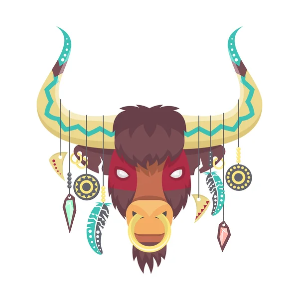 Vektorová ilustrace býka nebo oxu v etnickém nebo kmenovém stylu. — Stockový vektor