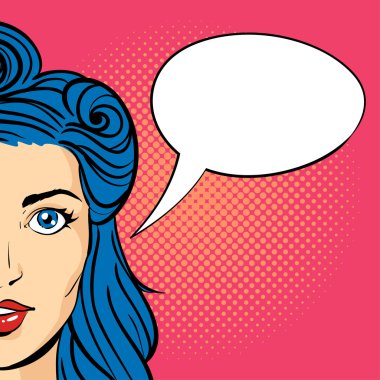 Genç kadın pop art vektör çizim  