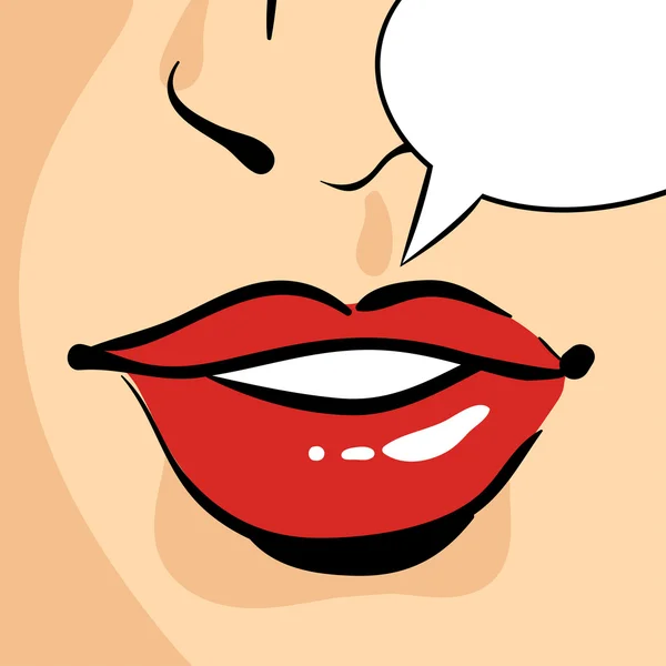 Vector dibujado a mano ilustración de arte pop de hermosos labios de mujer roja . — Archivo Imágenes Vectoriales