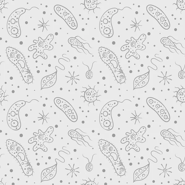 Vector seamless pattern with bacteria virus icons. — Stock Vector