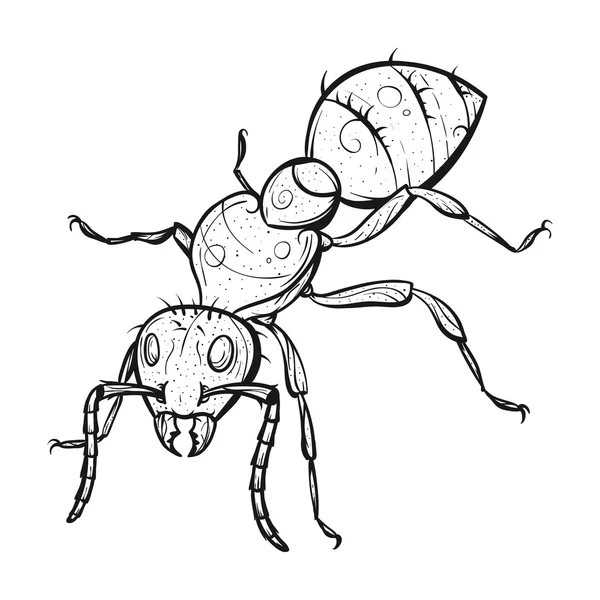 Vetor monocromático mão desenhada zentagle ilustração de formiga . — Vetor de Stock