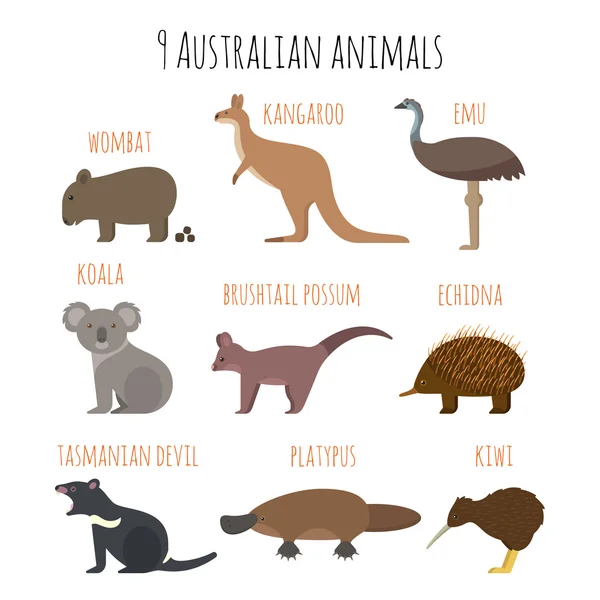 Vector set of Australian animals icons. Royalty Free Stock Illustrations