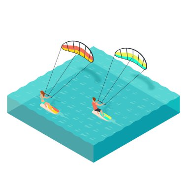 Uçurtma sörfçü vektör biyometrik illüstrasyon. 