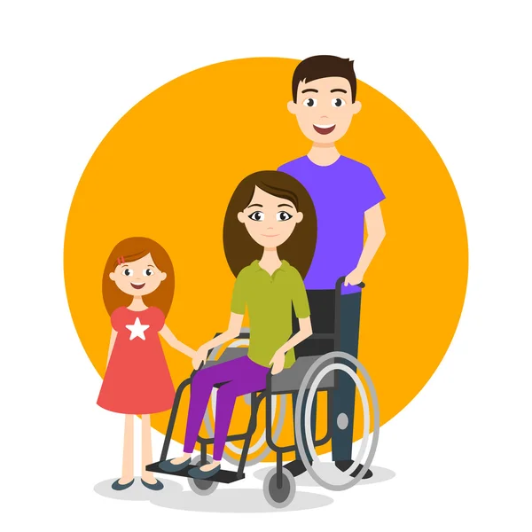 Vector illustratie van gehandicapte persoon met familie — Stockvector