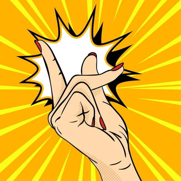 Vector mão desenhada pop arte ilustração da mão. gesto da mão — Vetor de Stock