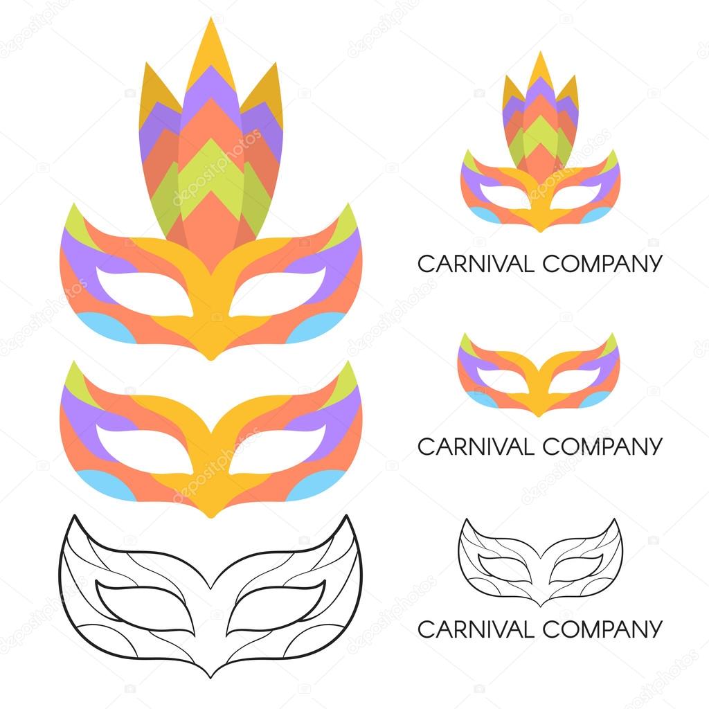 Vector illustration of carnival mask logo. Company branding.