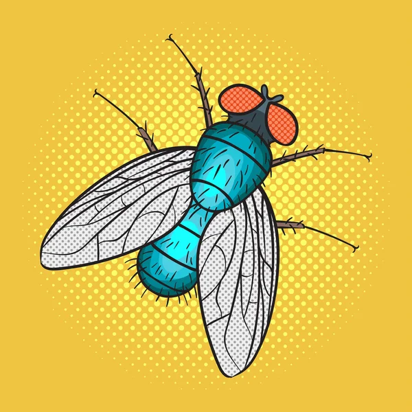Illustrazione di arte pop disegnata a mano vettoriale della mosca . — Vettoriale Stock