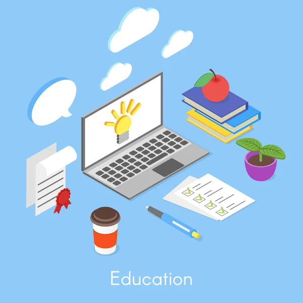 Concepto isométrico vectorial para la educación — Vector de stock