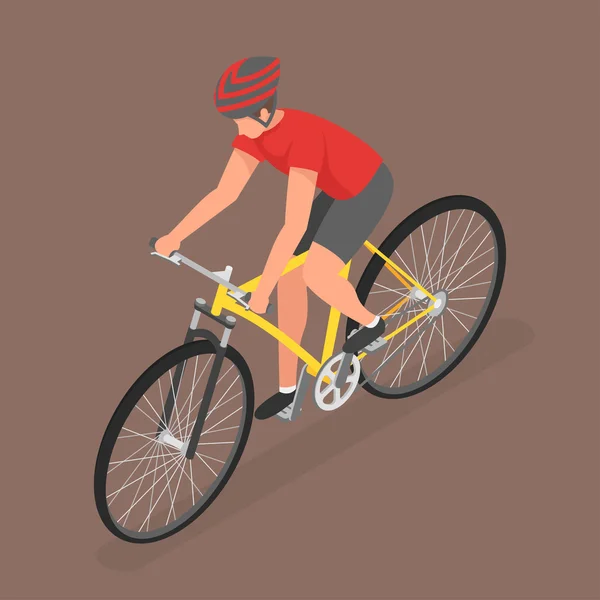 Isométrico hombre paseo en bicicleta . — Vector de stock