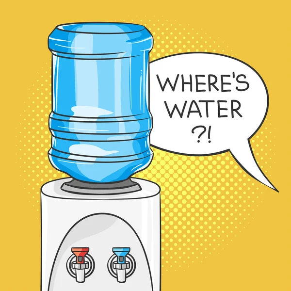 Illustration pop art dessinée à la main vectorielle de refroidisseur d'eau — Image vectorielle