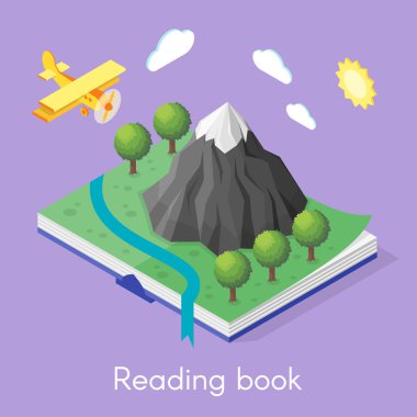 Vektör izometrik kavramı kitap okumak için.