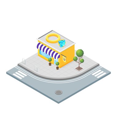 Kuyumcu izometrik vektör 3d çizim.