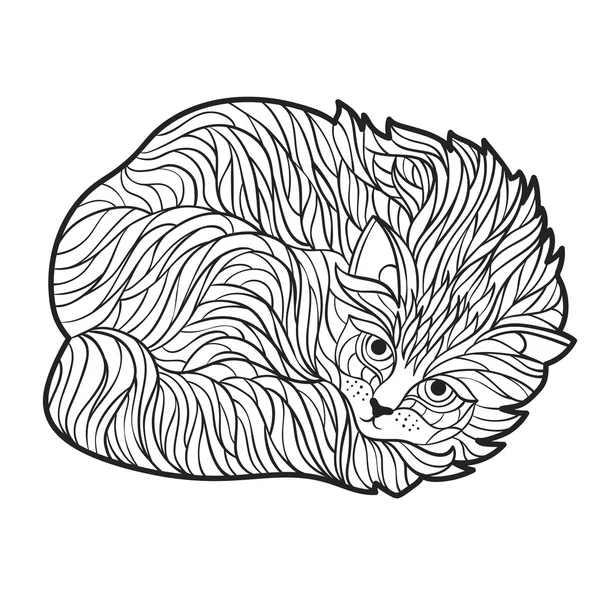 矢量单色手绘制的插图的猫. — 图库矢量图片