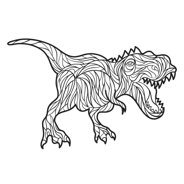 Vector monokrom hand dras illustration av Tyrannosaurus. — Stock vektor