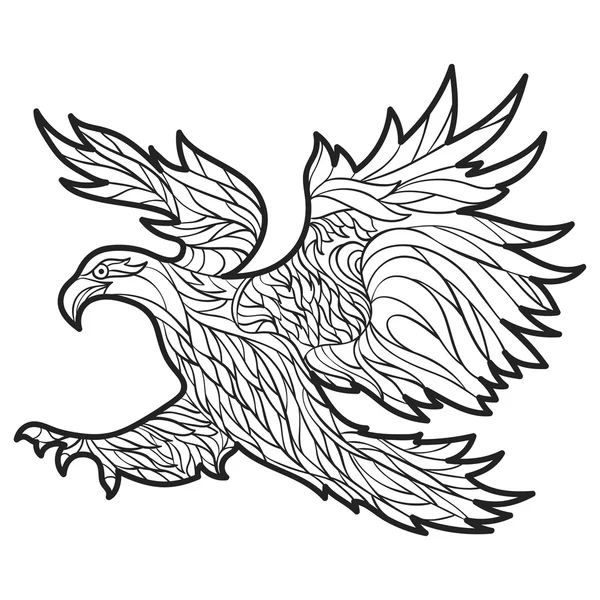 Vector monokrom hand dras illustration av eagle. — Stock vektor