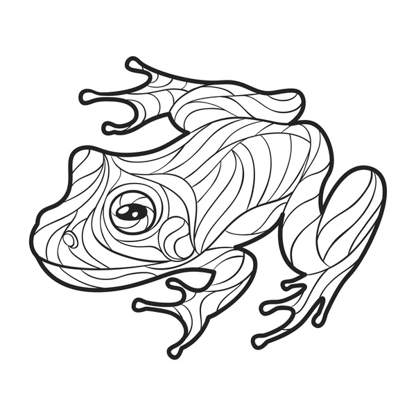 Vector monochrome hand drawn illustration of frog. — Stock Vector