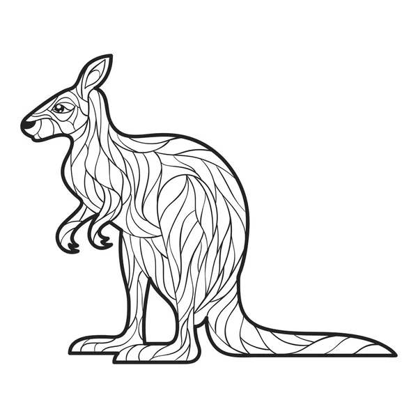 Illustrazione disegnata a mano vettoriale monocromatica di canguro . — Vettoriale Stock