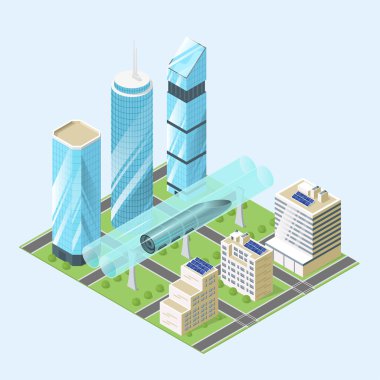 Modern şehrin vektör illüstrasyonu. 