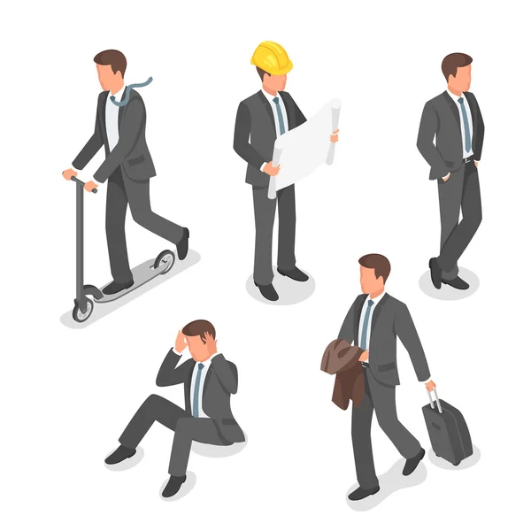 Conjunto de vectores isométricos de hombres de negocios . — Vector de stock