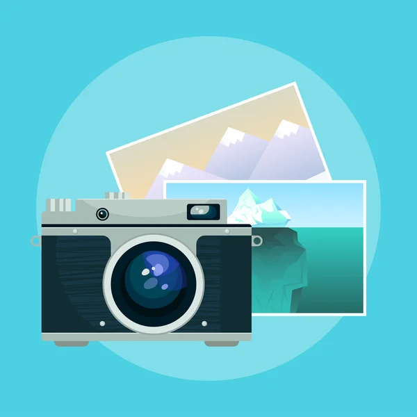 Vectorillustratie van vintage camera en pix. — Stockvector