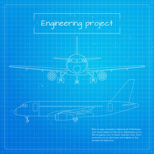 Векторная иллюстрация плоскости. Проектирование инженерных самолетов — стоковый вектор