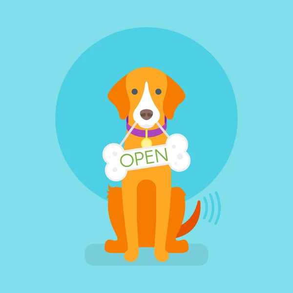 Flat illustration of dog. Sign to the pet store. — Stock Vector