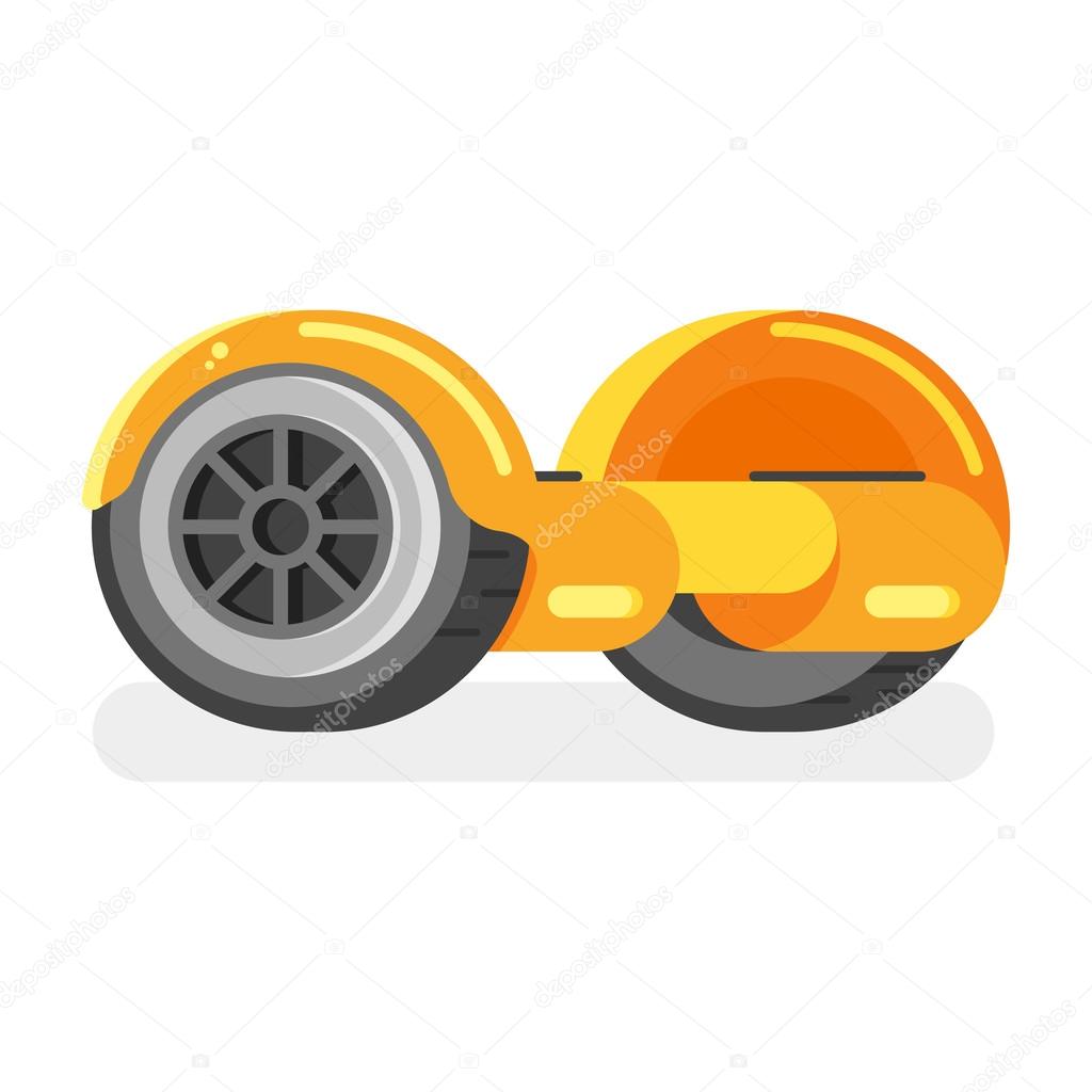 Vector flat style illustration of two-wheeled battery-powered vehicle