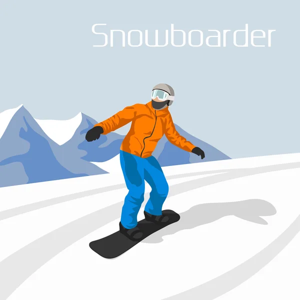 Snowboardista v horách — Stockový vektor