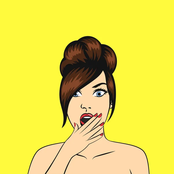 Pop art femme surprise — Image vectorielle