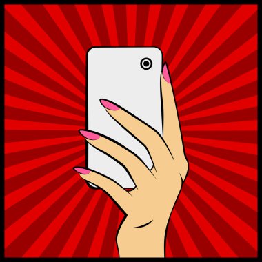 El ile bir telefon pop art resmi