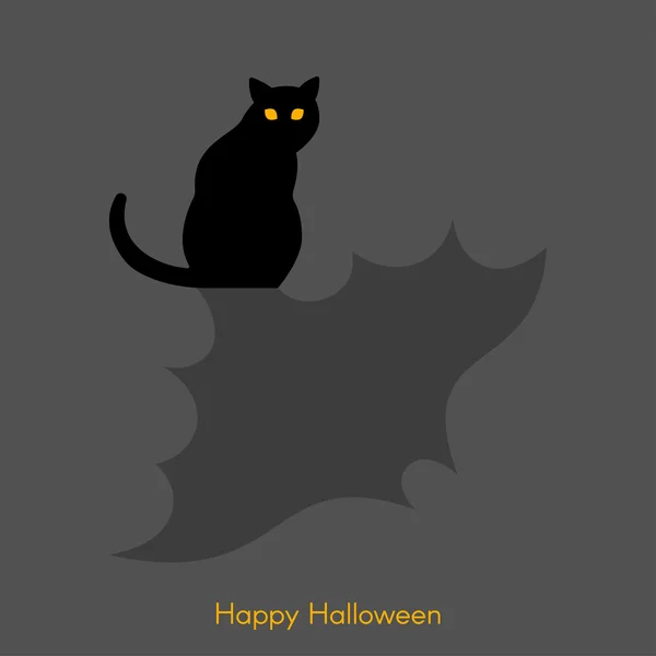 Ilustración vectorial de Halloween o tarjeta con un gato — Vector de stock