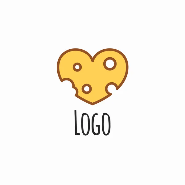 Formaggio logo a forma di cuore — Vettoriale Stock