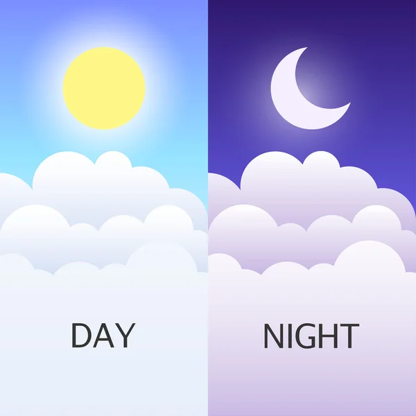 Ilustraciones vectoriales de día y noche o banners — Vector de stock