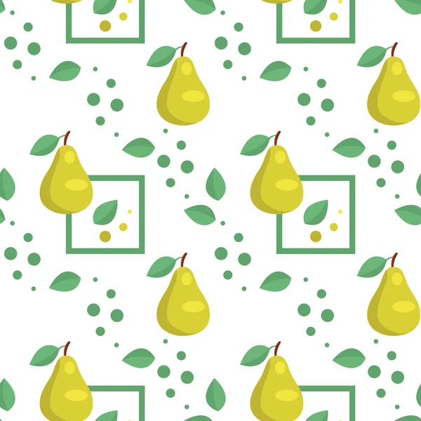 Nahtloses Muster mit grünen Birnen und Blättern — Stockvektor