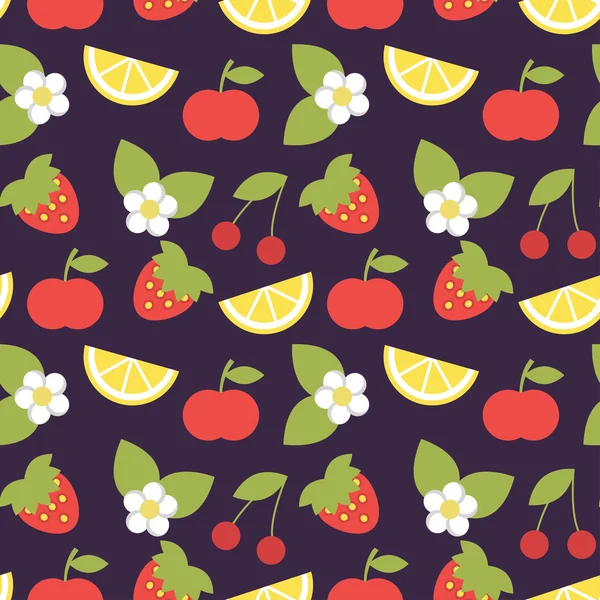 Motif vectoriel sans couture avec pommes, fraises — Image vectorielle