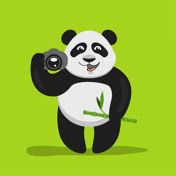 Illustration of funny panda holding the camera — Stock Vector