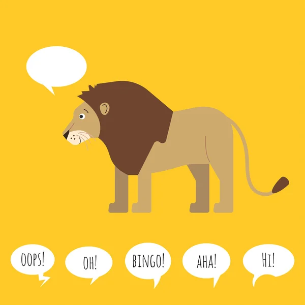Ilustración de león con burbuja del habla. Estilo plano . — Vector de stock
