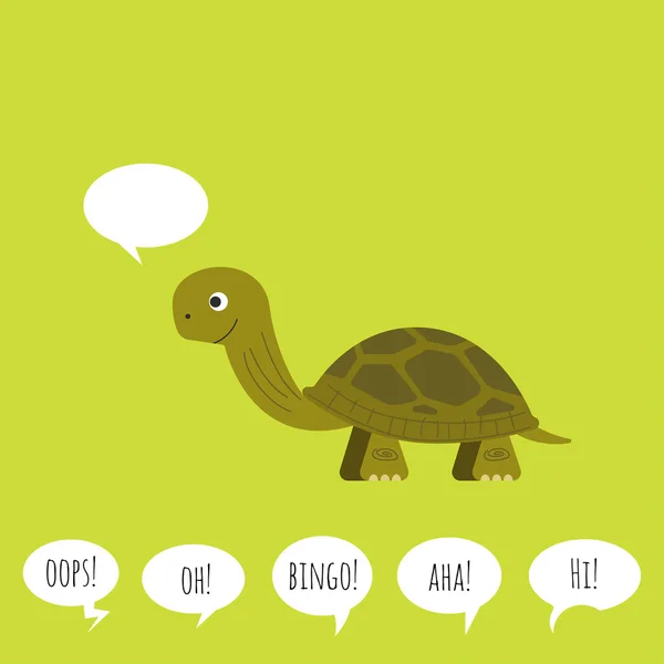Illustrazione di tartaruga con bolla vocale. Stile piatto . — Vettoriale Stock