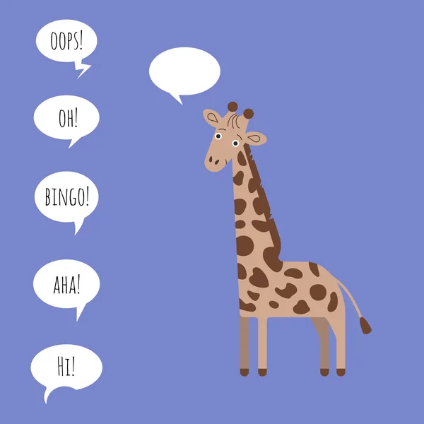 Illustrazione di giraffa con bolla vocale. Stile piatto . — Vettoriale Stock