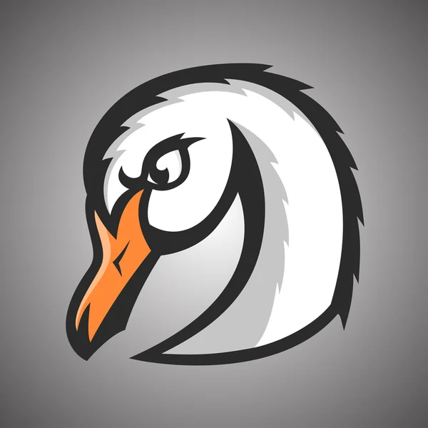 Ilustración del cisne blanco. Mascota deportiva . — Vector de stock