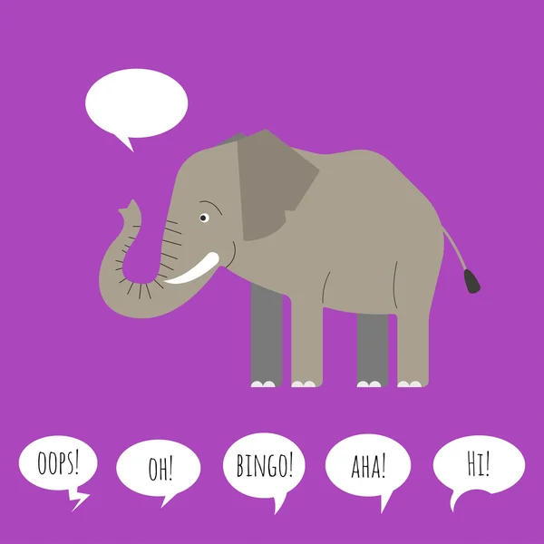 Illustratie van de olifant met tekstballon. Vlakke stijl. — Stockvector