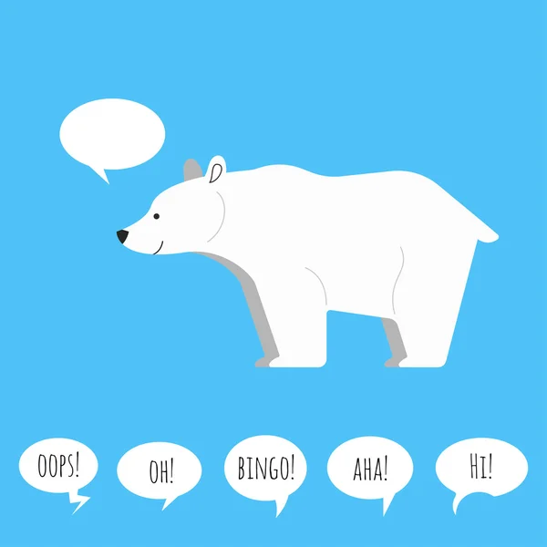 Ilustração de urso polar com bolha de fala. Estilo plano — Vetor de Stock