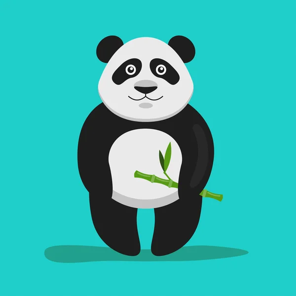 Vector illustration of funny panda with bamboo — Stock Vector