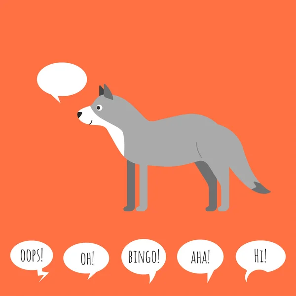 Illustrazione vettoriale del lupo con bolla vocale . — Vettoriale Stock