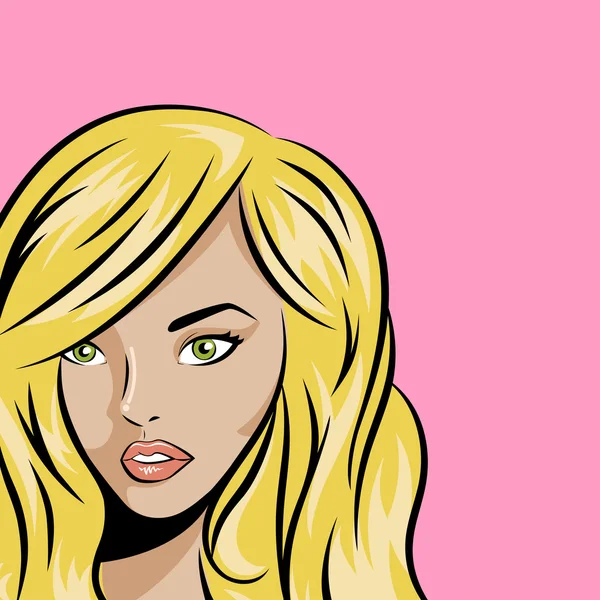 Illustration pop art de jeune femme sur fond rose — Image vectorielle